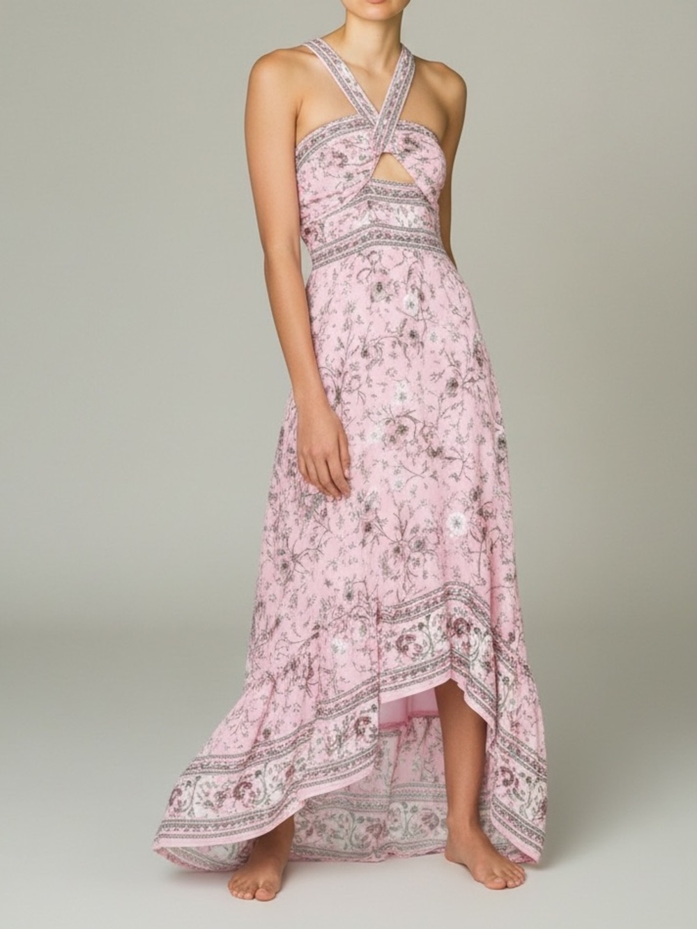 Chelsea & Violet Floral Boho Hi-Low Dress Pink